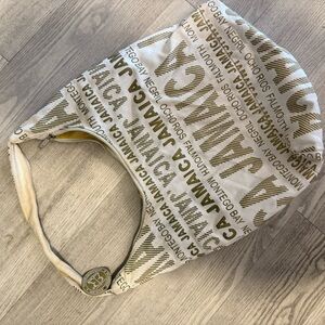 Jamaica Print Beige and Gold Women's Bag